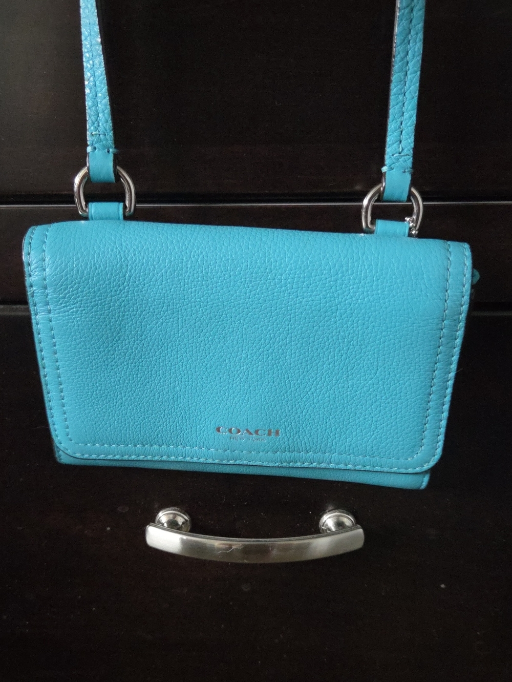Coach Hayden Foldover Dual Leather Crossbody In Aqua Turquoise Blue